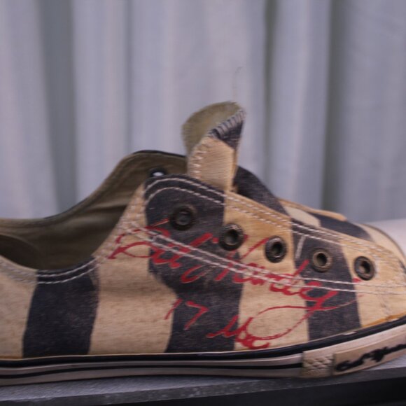 Ed Hardy Black and Cream Striped Sneakers - Picture 5 of 9